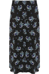 Teal Floral Teal Floral Midi Skirt For Women 12-14 - Dropwear